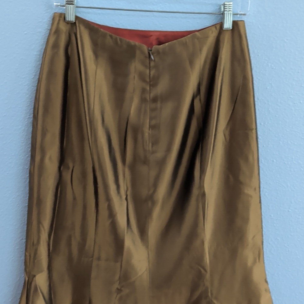 Cache Vintage formal bronze gold long flowy Mermaid maxi skirt - Picture 5 of 9